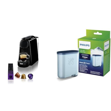 Nespresso De'Longhi EN 85.B Essenza Mini Kaffeekapselmaschine & Philips AquaClean Kalk- und Wasserfilter für Espressomaschine, Kein Entkalken bis 5000 Tassen, Einzelpack im Sale